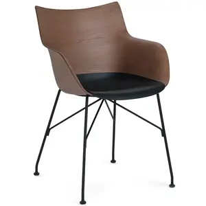 Kartell Chaise Avec Accoudoirs Q/Wood (Foncé, Base Noire - Frêne, Poly...