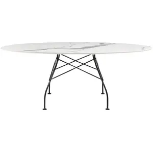 Table Glossy - marbre blanc - noir - oval Kartell