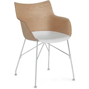 Kartell Chaise Avec Accoudoirs Q/Wood (Clair, Base Chromée - Bois Palq... pas cher