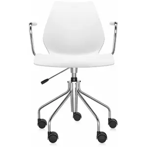 Chaise à roulettes blanche avec accoudoirs Maui - Kartell pas cher