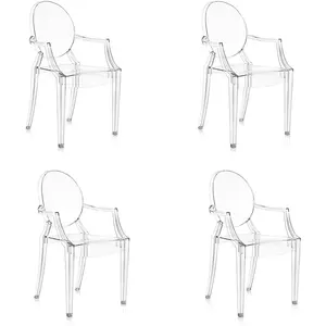 Kartell Set De 4 Chaises Louis Ghost (Cristal - Résistant Au Feu - Pol...