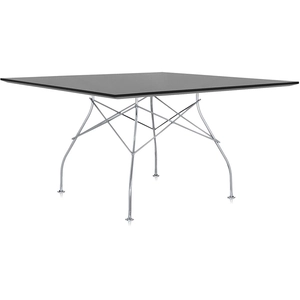 Table carrée Glossy - chrome - noir - carré - chrome - noir Kartell pas cher