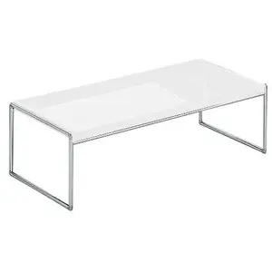 Comparateur de prix : Kartell Table Basse Trays 80 X 40 Cm (Blanc - Pmma Et Acier Chromé)
