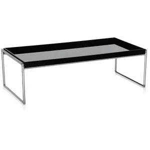 Kartell Table Basse Trays 80 X 40 Cm (Noir - Pmma Et Acier Chromé) pas cher