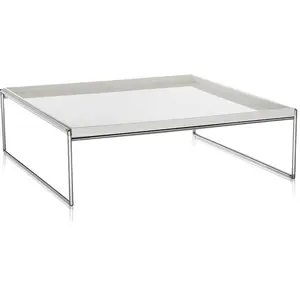 Kartell Table Basse Trays 80 X 80 Cm (Blanc - Pmma Et Acier Chromé)Vendu parmyareadesign