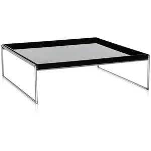 Comparateur de prix : Kartell Table Basse Trays 80 X 80 Cm (Noir - Pmma Et Acier Chromé)