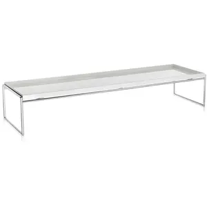 Kartell Table Basse Trays 140 X 40 Cm (Blanc - Pmma Et Acier Chromé)