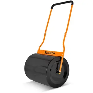 Comparateur de prix : BOUDECH Tabur - Rouleau à gazon manuel de 50 cm 40cm avec poignée ergonomique. Rouleau de jardin avec capuchon amovible et capacité maximale de 62L.