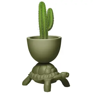QEEBOO vase TURTLE CARRY PLANTER (Deep green - Polyéthylène)