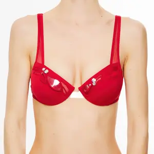La Perla - Haut de maillot de bain paddé Avant-Garden rouge foncé T.80... pas cher