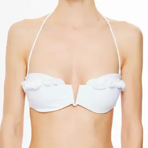 La Perla - Haut de maillot de bain bandeau Ruffled Jade blanc 95 B pas cher