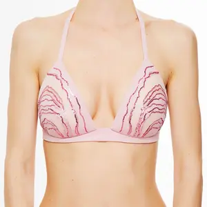 La Perla - Haut de maillot de bain triangle paddé Strass rose poudré T... pas cher
