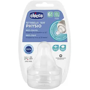 Tétine Physiologique Anti-Coliques Chicco Débit Repas +6m Lot De 2