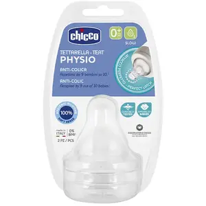 Tétine Physiologique Anti-Coliques Chicco Débit Lent +0m Lot de 2