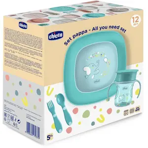 CHICCO, Coffret Repas 12m+, Bleu Clair