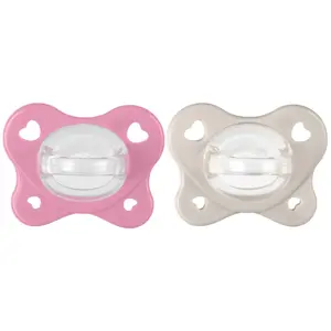 Chicco Lot de 2 tétines en silicone Dual Soft - Pour bébé fille de 6 à 16 mois - Bicolore - Favorise la respiration et favorise le bon développement de la bouche