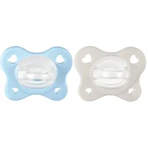 Chicco Lot de 2 tétines en silicone Dual Soft - Pour bébé garçon de 2 à 6 mois - Bicolore - Favorise la respiration et favorise le bon développement de la bouche