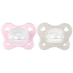 Chicco Lot de 2 tétines en silicone Dual Soft - Pour bébé fille de 2 à 6 mois - Bicolore - Favorise la respiration et favorise le bon développement de la bouche