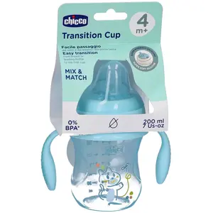 Chicco, Biberon, TRANSITION cup blue 4m+ (200 ml)