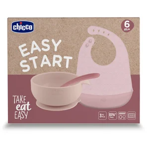 CHICCO, Set De Repas Avec Bol En Silicone 6m+, Rosa