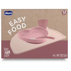 CHICCO, Set Repas En Silicone 12m+, Rosa