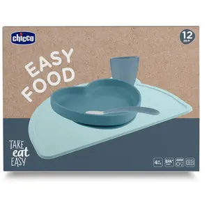 CHICCO, Set Repas En Silicone 12m+, Blu