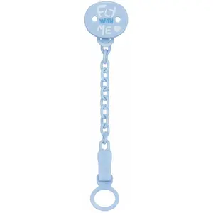 CHICCO, Clip Attache-sucette Avec Chaînette, Bleu Clair