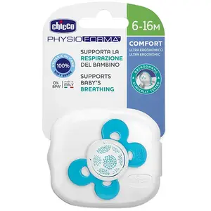 Comparateur de prix : CHICCO Sucette Physio Comfort Silicone - Boîte stérilisable - Bleu - 6-12m