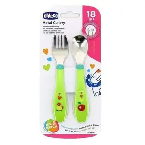Chicco Repas Mes Premiers Couverts Bout Inox +18m Vert pas cher