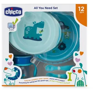 Chicco Coffret Repas (Ensemble Assiettes + Tasse Perfect + Premiers Couverts) - Bleu pas cher