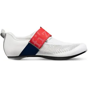 Chaussures de triathlon fizik hydra aeroweave carbon blanc bleu rouge pas cher