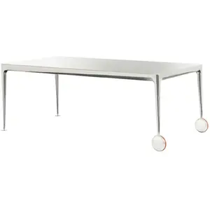 MAGIS table avec roues BIG WILL 240 x 115 cm (Blanc brillant - Pieds e...