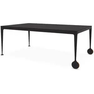 MAGIS table avec roues BIG WILL 200 x 105 cm (Noir mat - Pieds en alum...