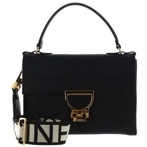 COCCINELLE Sac à main noir en cuir pour femme - Arlettis Signature Handbag Grained Leather Noir 213246Vendu paramazon