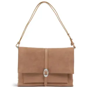 Coccinelle - Sac porté épaule  Dorian en daim nude - 34x24x13 cm OS pas cher