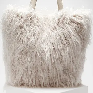 Coccinelle - Sac cabas en Cuir & Fausse Fourrure Mistral Mongolia écru... pas cher
