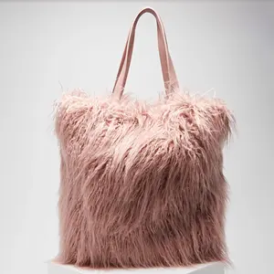 Coccinelle - Sac cabas en Cuir & Fausse Fourrure Mistral Mongolia rose... pas cher