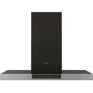 Haier I-Link HATS9DS2XWIFI- Hotte aspirante 90 cm, WIFI, puissance 746 m3/h, 4 vitesses, silencieux 64 db, filtres carbone, 3 filtres anti-graisse, verre noir avec façade inox 547-1027 x 900 x 504mm pas cher