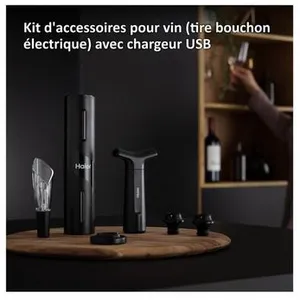 Set à vin électrique Haier HAWUKIT06 avec recharge USB Noir