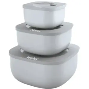 Haier HAGSM4080   Lot de 3 Boîtes Alimentaires Hermétiques   Passe au Lave-Vaisselle   Réfrigérateur, Congélateur et Micro-ondes   3 Tailles   Gain de Place   Collection Premium Guzzini pas cher