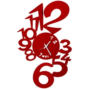 ARTI E MESTIERI horloge murale LUPIN (Rouge - Métal verni)