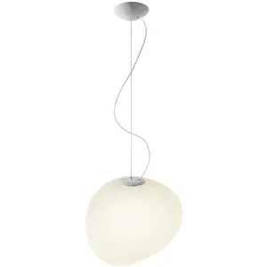 FOSCARINI lampe à suspension GREGG GRAND (Blanc - verre soufflé traité à l'acide)