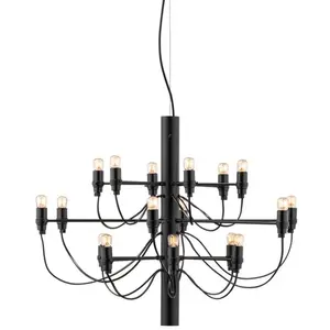 FLOS lampe à suspension 2097/18 (Noir avec ampoules claires - Acier) pas cher