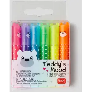 LEGAMI Set De 6 Mini Surligneurs Fluorescents Teddy'S Mood - Multicolore