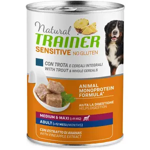400 g de Natural Trainer Sensitive No Gluten Adulte Nourriture humide à la truite et aux céréales complètes pour chienVendu parzooplus