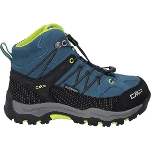 Chaussures CMP Kids Rigel Mid WaterProof bleu noir vert fluo enfant - 36 pas cher