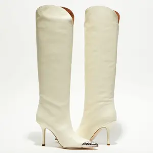 Paris Texas - Bottes en Cuir Nadia écrues - Talon 10 cm T.36