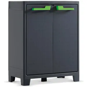 Keter Armoire de rangement basse Moby Gris graphite 100 cm pas cher