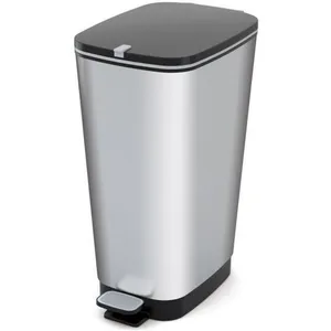 Comparateur de prix : Kis Chic Poubelle Plastique Argent 45 L 29 x 44,5 x 60,5 cm
