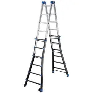 GIERRE Echelle pliable multifonction télescopique 4x6 échelons 7m12 Hailo ProfiLine